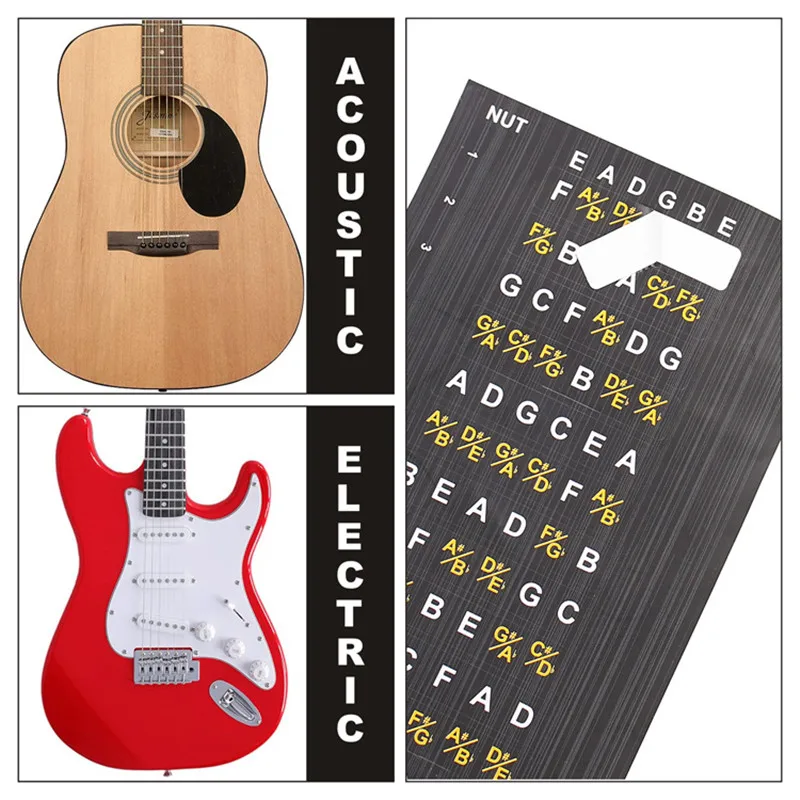 Pegatinas de báscula de guitarra, guitarra eléctrica, bajo acústico clásico, diapasón de autoenseñanza, tutoriales de teoría musical, accesorios de guitarra - imagen 5