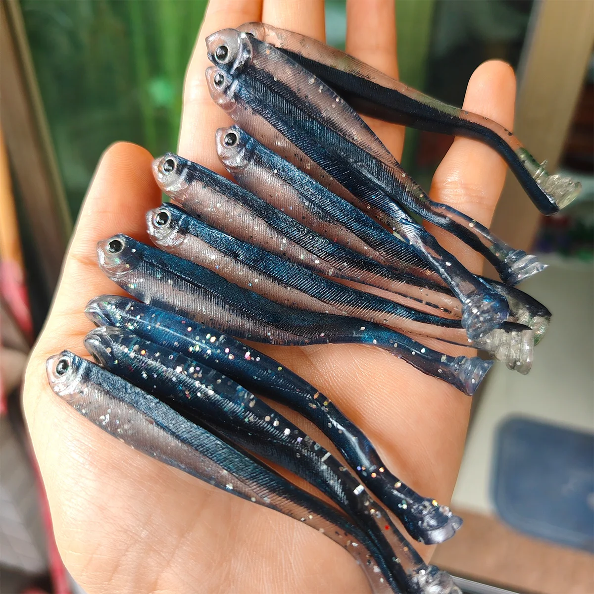 10 Uds. Señuelos blandos para pesca, 8cm, 11cm, silicona, Spark Shad, Swimbait, gabaritos de gusano, cebo Zander, lubina, trucha, Lucio, Leurre Souple - imagen 3