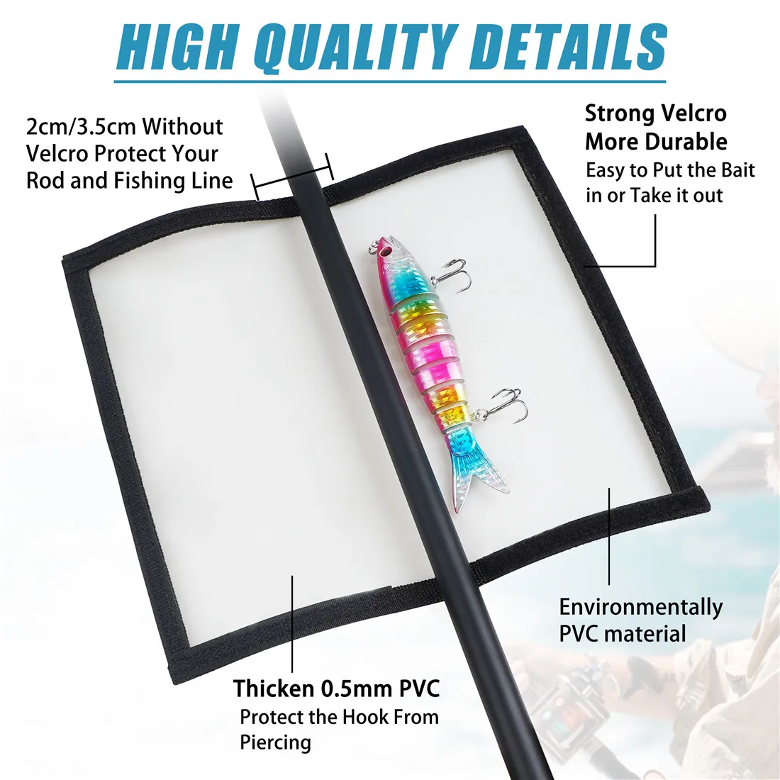 Cubiertas transparentes de PVC para señuelos de pesca, envoltura de almacenamiento de cebo Artificial, Protector de caña de pescar de agua dulce y salada, caja de aparejos, 2 piezas - imagen 4