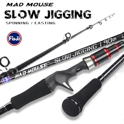 MADMOUSE caña de jigging lenta Japón fuji piezas 1,9 M 12 kg peso del señuelo 60-150g pe0.8-2.5 caña de barco giratoria/fundida caña de pescar en el océano