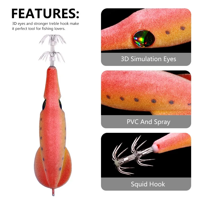 Anzuelo de calamar de camarón de madera de Luya, cebo multicolor opcional, gancho de explosión simulada, biónico, pesca en el mar, 9,4 cm, 6g - imagen 3