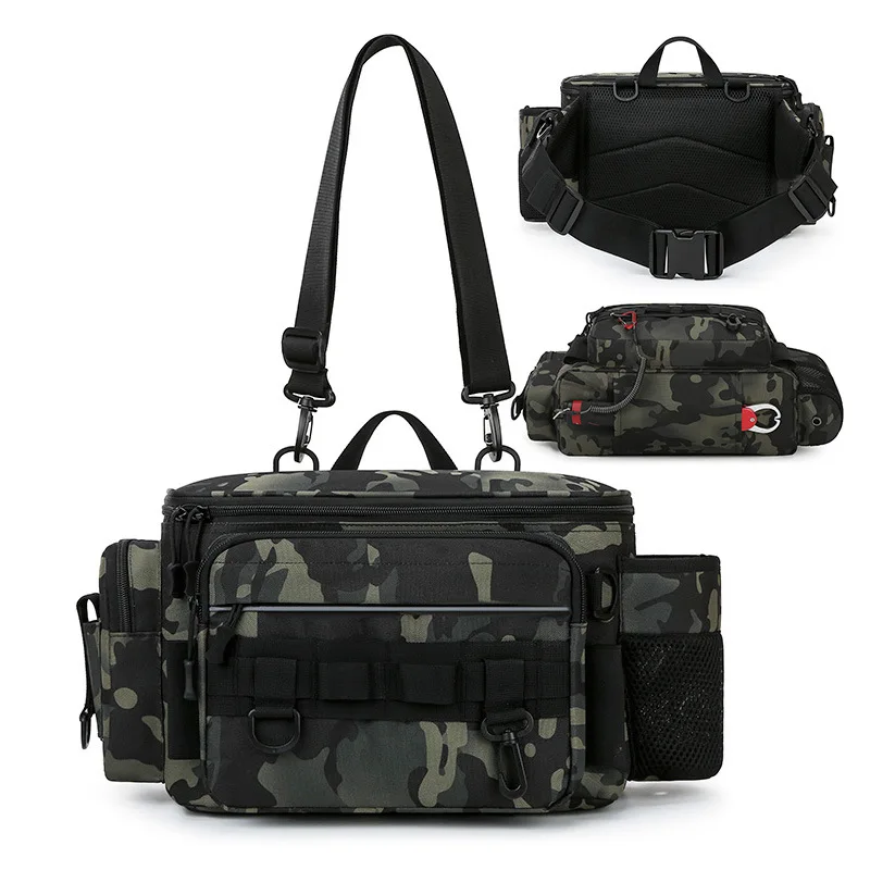 Aparejos de pesca con soportes para caña, bolsa de pecho para exteriores, gran capacidad, senderismo, escalada, bolsa de almacenamiento, organizador de señuelos de peces, mochila de almacenamiento - imagen 3