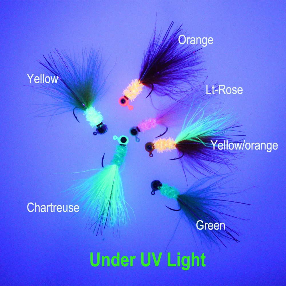 Icerio 5 Stuks Crappie Jig Marabou Veer Jig Hoofd Haken Bucktail Vissen Lokt Vissen Aas Kit Panfish Maanvis Haar Jig Aas - imagen 5