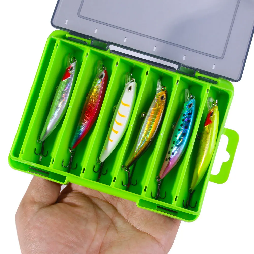 12 unids/caja Minnow Kit de Señuelos de Pesca con caja pesca de lubina juego de cebo Artificial para aparejos de pesca JerkBait Bass Pike - imagen 4