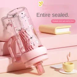 Taza de agua portátil de gran capacidad con dibujos animados, botella de agua de plástico resistente al calor de 800ml, botella deportiva de plástico a prueba de fugas para viaje