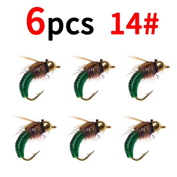 6pcs D green size 14