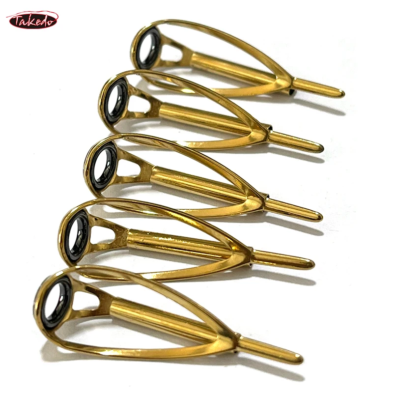 TAKEDO TN75-1 5 Juegos de guía de caña de pescar mediana giratoria soporte de acero inoxidable anillos de cerámica accesorios de caña de pescar DIY - imagen 4