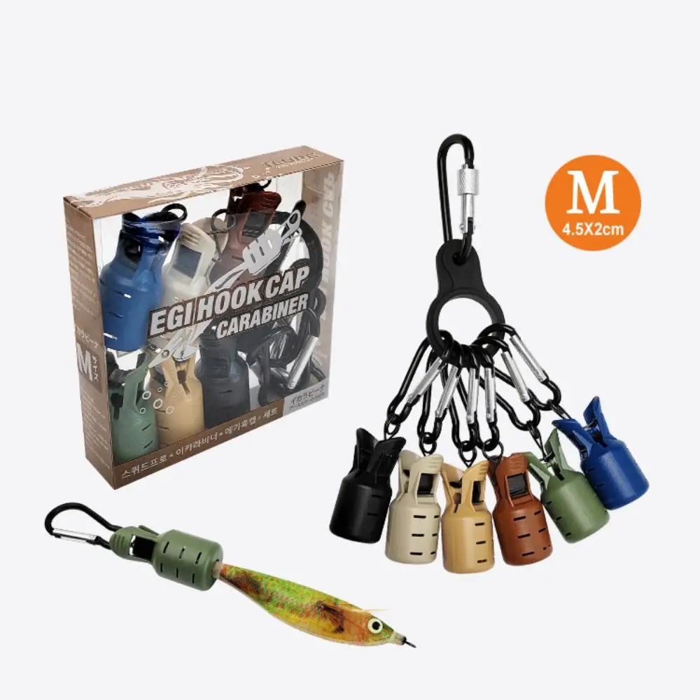 Kits de 6 uds. Prácticos plantilla de calamar de pulpo con mosquetón paraguas sepia señuelo gorra aparejos de pesca accesorios de pesca