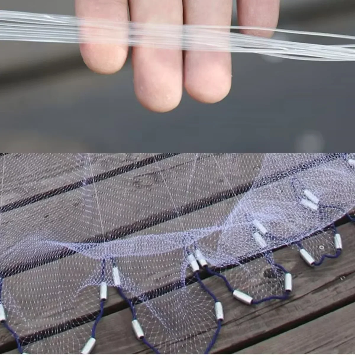 Red fundida para pescar estilo EE. UU., sin anillo, lanzamiento manual, trampa para peces, monofilamento, red De nailon, Red De Pesca D180cm a 720cm - imagen 5