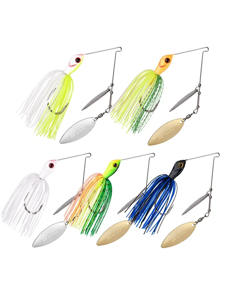 Goture Spinnerbait con doble hoja de metal de sauce y falda