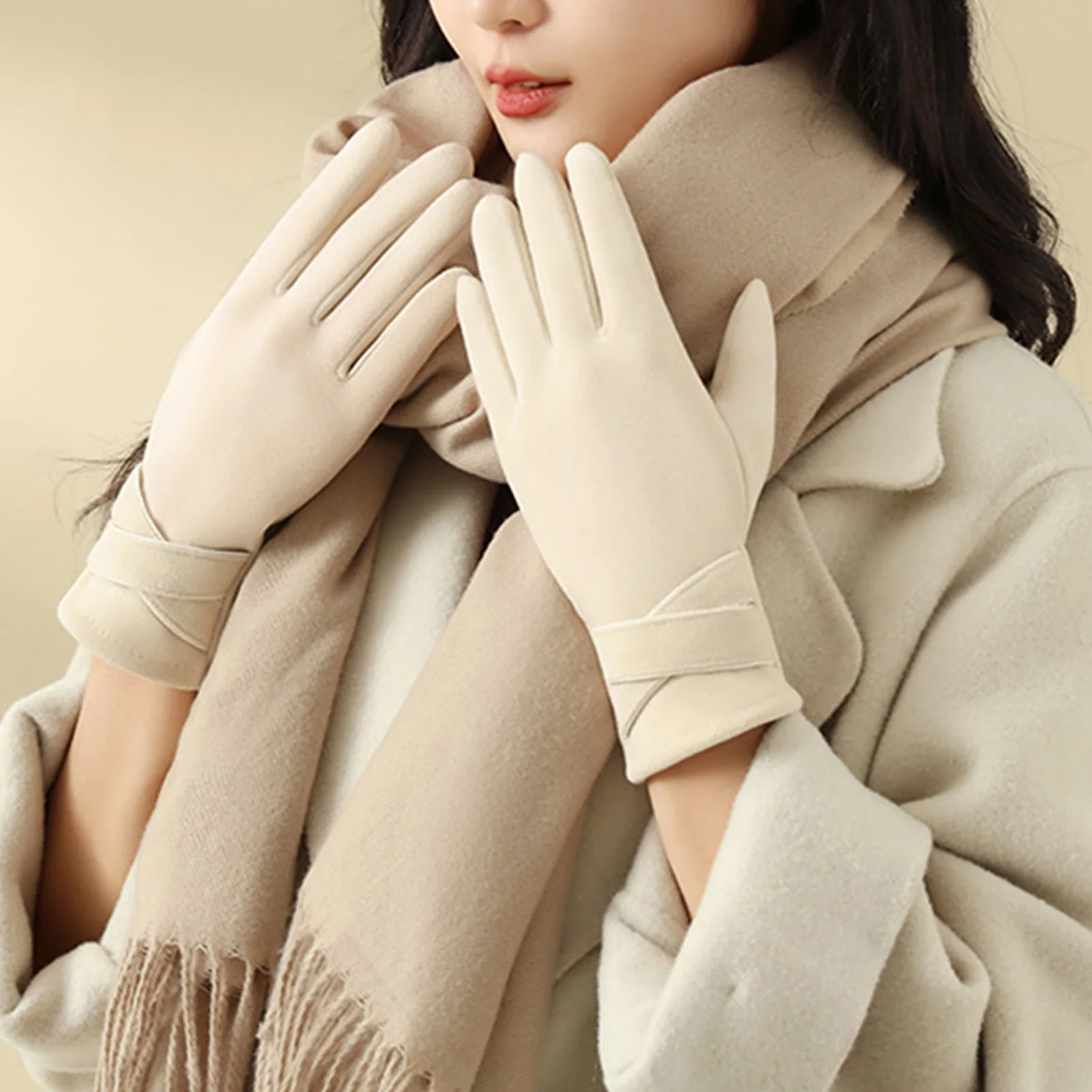 Guantes cálidos de moda para mujer, guantes de invierno y otoño para ciclismo al aire libre, Camping, pesca, mitones de felpa suaves y cómodos gruesos - imagen 3