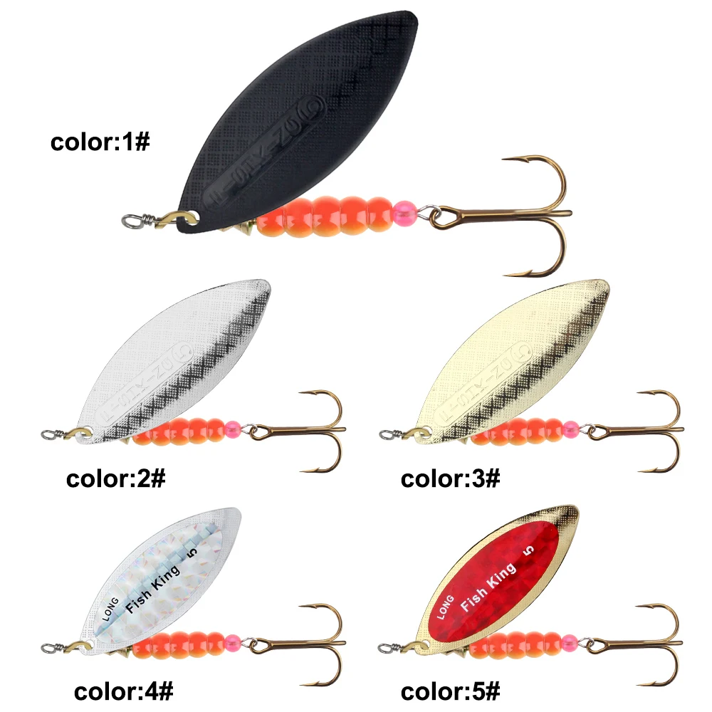 FISH KING-señuelo giratorio, 4,5g/7,0g/12,5g/17,5g/27g, señuelos tipo cuchara, señuelo de pesca de Metal, cebo duro para lubina con anzuelos para pesca de Lucio - imagen 3