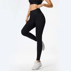 Mallas esculpidas elásticas para mujer, pantalones largos de Yoga, cintura alta, Control de barriga, mallas deportivas ajustadas negras, pantalones de Yoga para correr