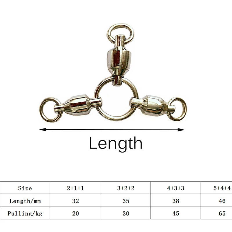 10 Uds. De rodamiento de bolas giratorio de cobre y acero inoxidable, rodamiento de bolas resistente, anillo conector de tres vías, accesorios de pesca en el mar - imagen 2