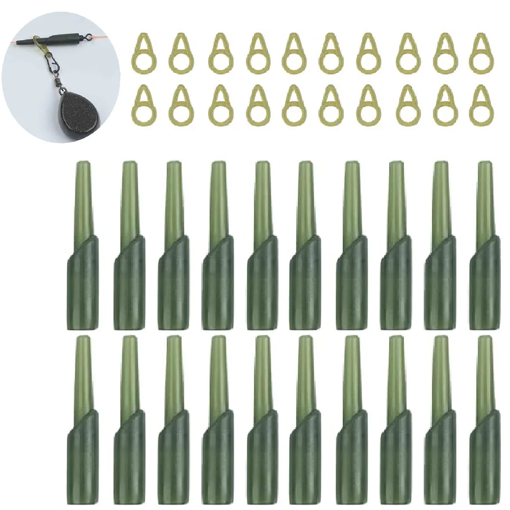40 Uds. Tubo de aparejo para pesca de carpa, mangas amortiguadoras Heli, anillos de enlace de velocidad, Clips de peso, aparejo Chod, aparejo de pesca para carpa