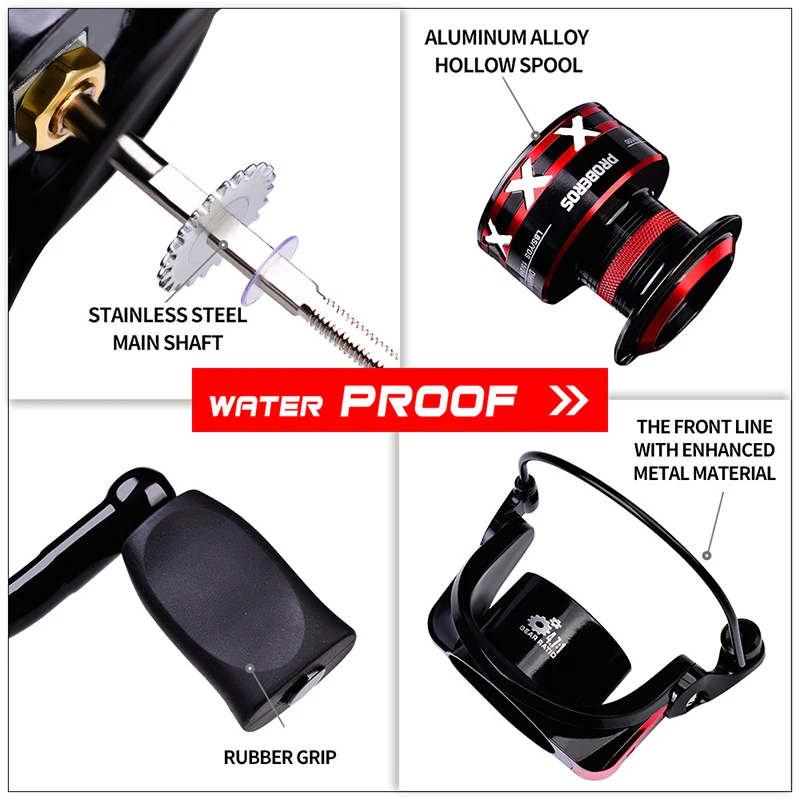 Carrete de pesca Baitcasting, arrastre máximo 9-23kg, sistema de regulación magnética, agua salada, agua dulce, fundición larga serie 1000-8000 - imagen 4