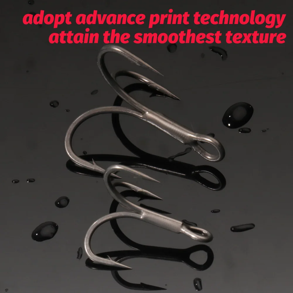 20 ganchos triples de teflón 2 # -10 # Anzuelos con púas angulares, afilados, de acero rico en carbono, níquel, antioxidante, aparejos de pesca, anzuelo - imagen 3