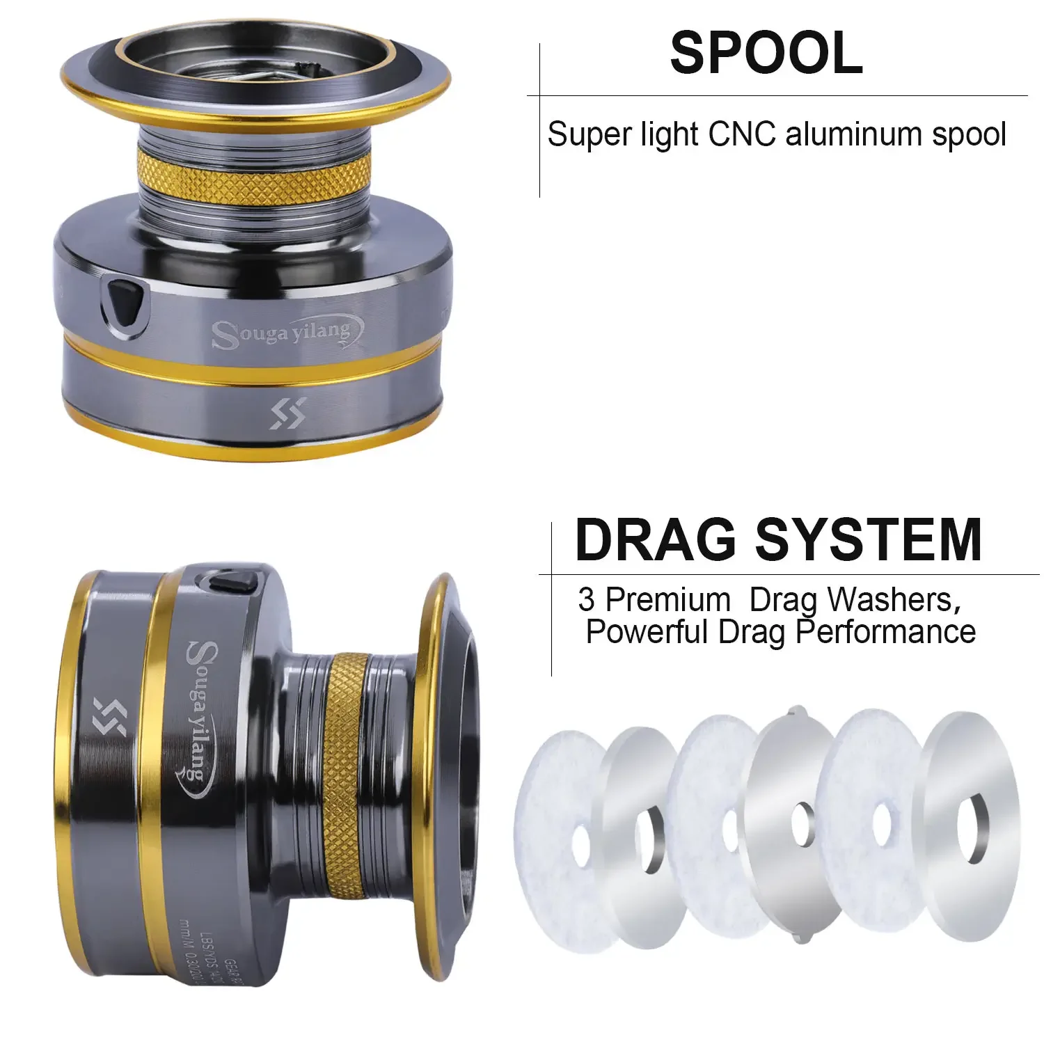 Sougayilang-carrete de pesca doble 13 + 1BB, alta calidad, relación de engranaje 1000: 1, alta velocidad, Spinning, carpa, 5000-5,5 - imagen 5