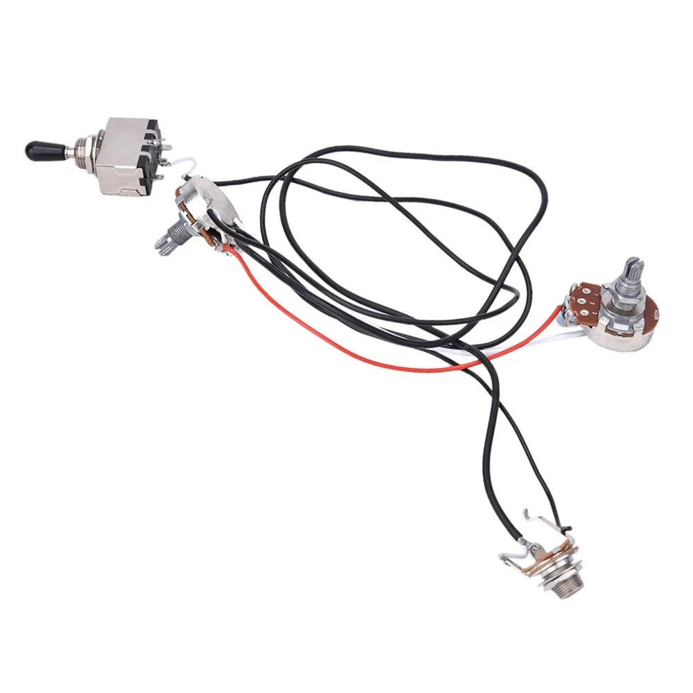 Macetas de 500K ​   Arnés de cableado de guitarra ​ ​ Interruptor cromado ​ ​ Kit de cableado DIY ​ ​ Interruptor de palanca de 3 vías ​ ​ 1 Volumen 1 tono ​ ​ Diseño de dos recogidos ​ - imagen 4