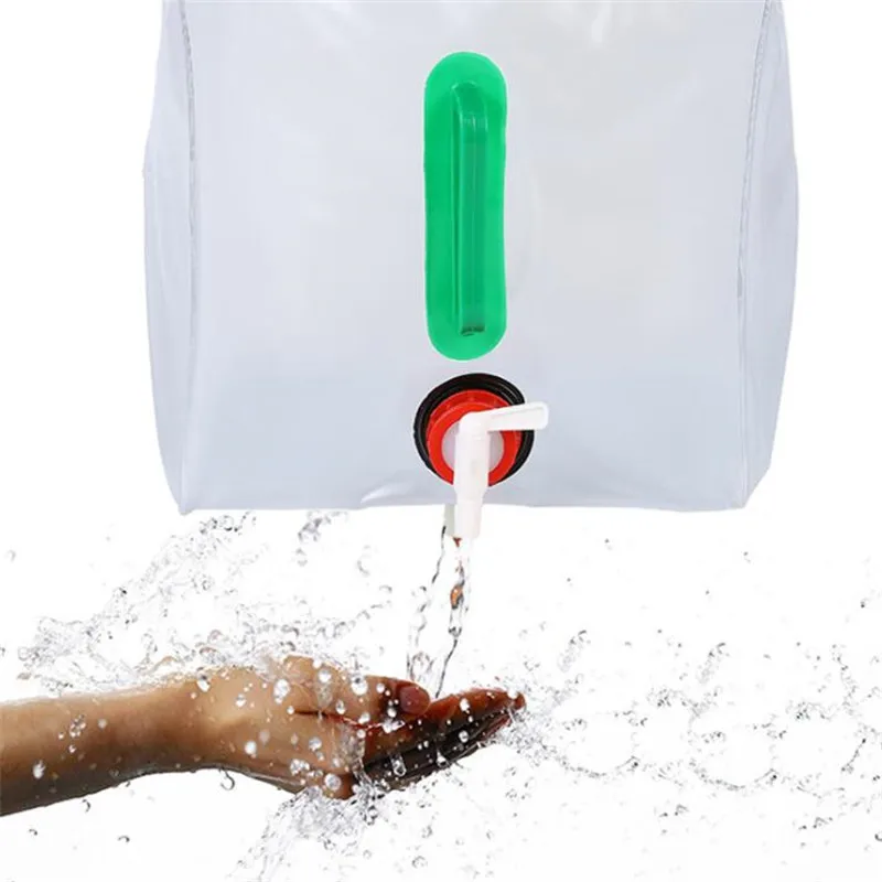 Bolsa de agua plegable de gran capacidad, contenedor de almacenamiento, portador de agua, suministros de equipo de camping, 10L/20L - imagen 5