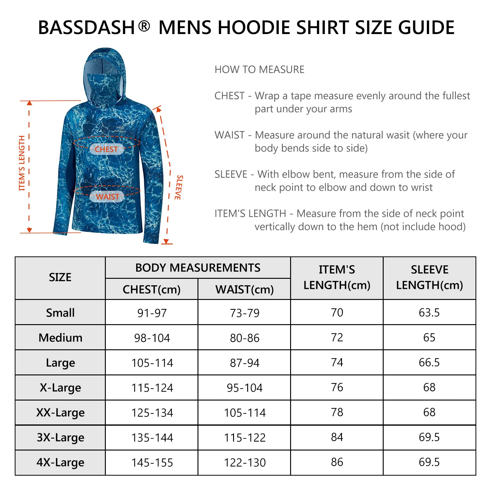 Bassdash-Sudadera con capucha de camuflaje para hombre, camisa de manga larga con máscara facial, cuello ligero, protección solar, UPF 50 +, FS25M - imagen 3
