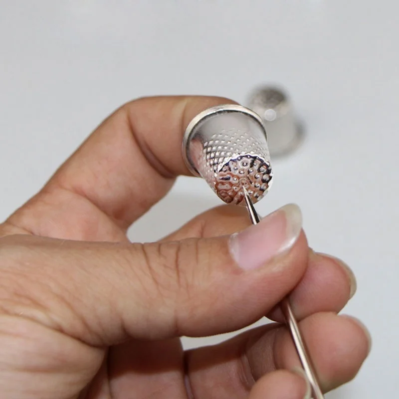 Agujas de de dedal de costura de latón y Metal duro antiguo, Protector de dedos para socio, herramientas de costura DIY - imagen 4