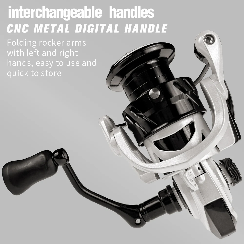 Carrete de Pesca giratorio 5 + 1BB, alta velocidad 5,2: 1, relación de transmisión, rueda, rodamientos de acero al carbono duraderos, Pesca lisa, arrastre máximo 15kg, herramienta de Pesca - imagen 5