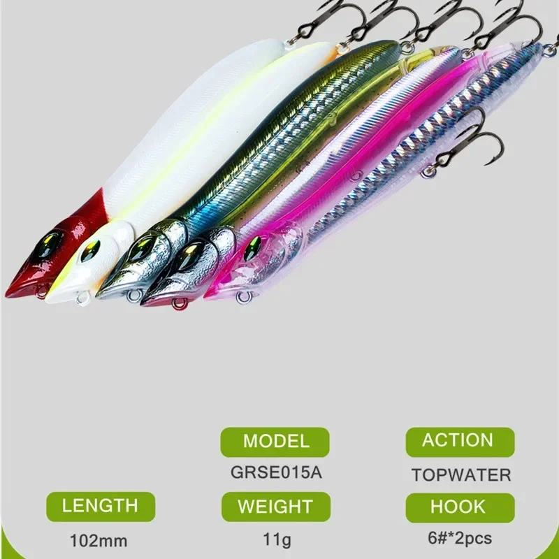 GREENSPIDER nuevo Popper Topwater 105mm 10g Wobbler cabeza de serpiente señuelo de pesca flotante lubina Pike cebo con anzuelos Mustad - imagen 2