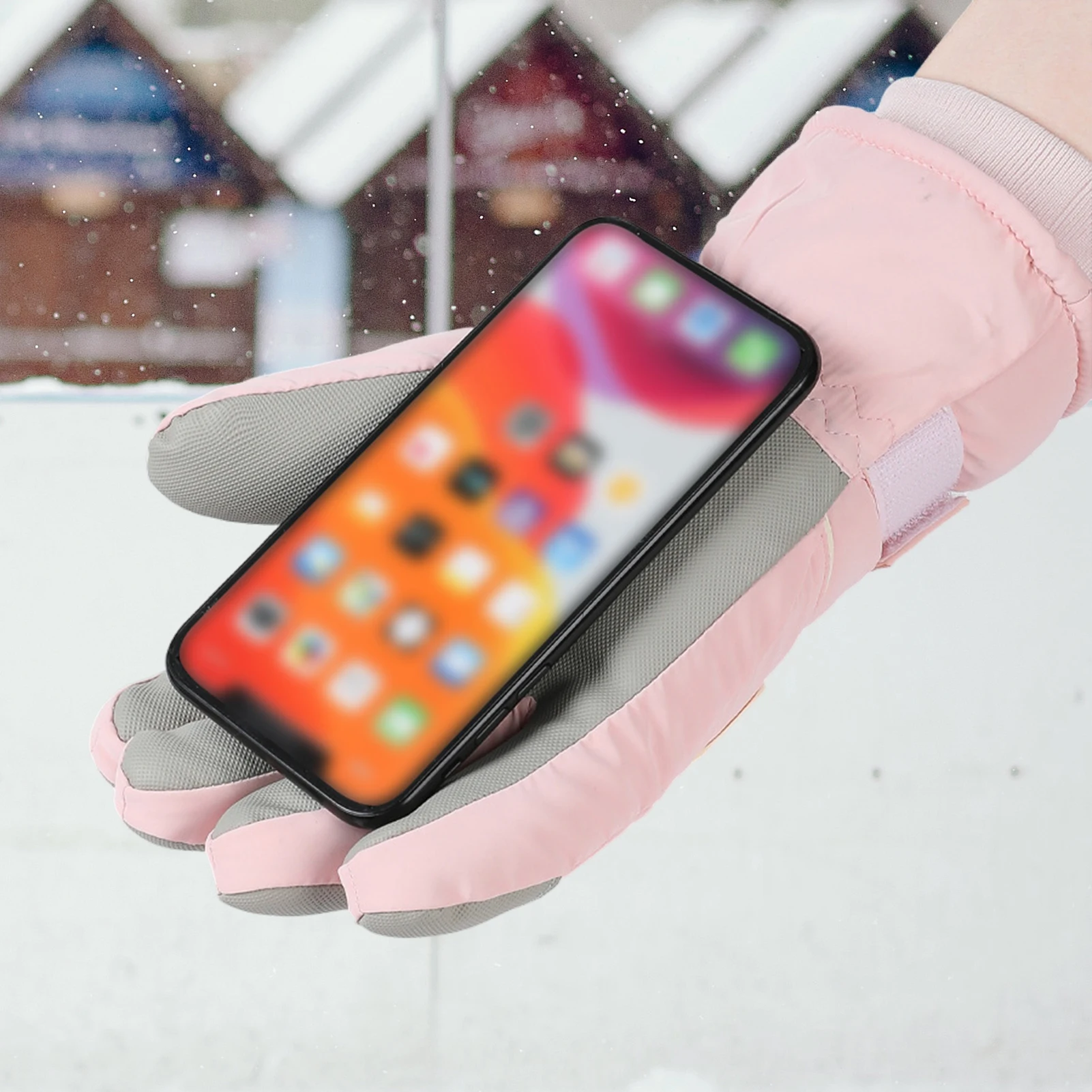 Guantes universales de esquí para invierno, guantes gruesos de felpa impermeables con pantalla táctil, guantes cálidos antideslizantes para ciclismo, Camping y Scooter - imagen 2