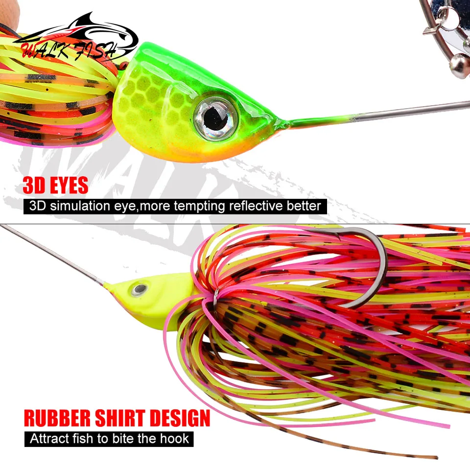 WALK FISH-señuelo de pesca de 10g, 15g, 20g, cebo giratorio, señuelo de pesca sin Weedless para Mullet Bass Pike Walleye Fish Spinnerbait - imagen 5