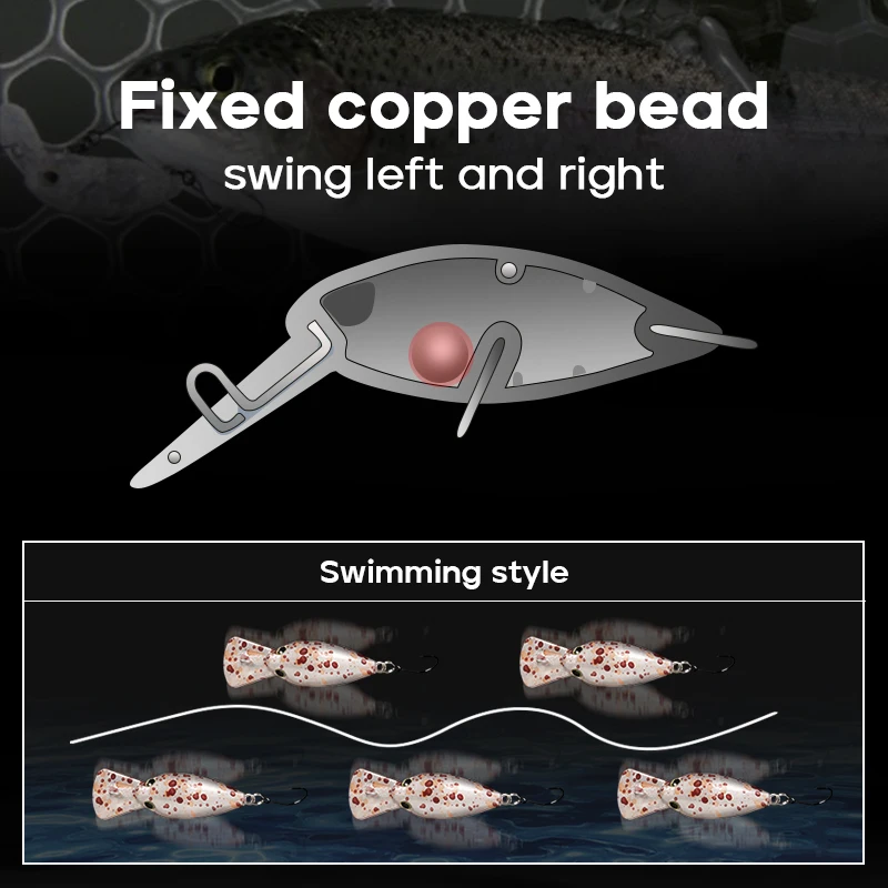 LETOYO 2,2g/30mm flotante Crankbait oscilación de alta frecuencia placa de lengua ancha manivela señuelo Mini flujo trucha Señuelos de pesca - imagen 4