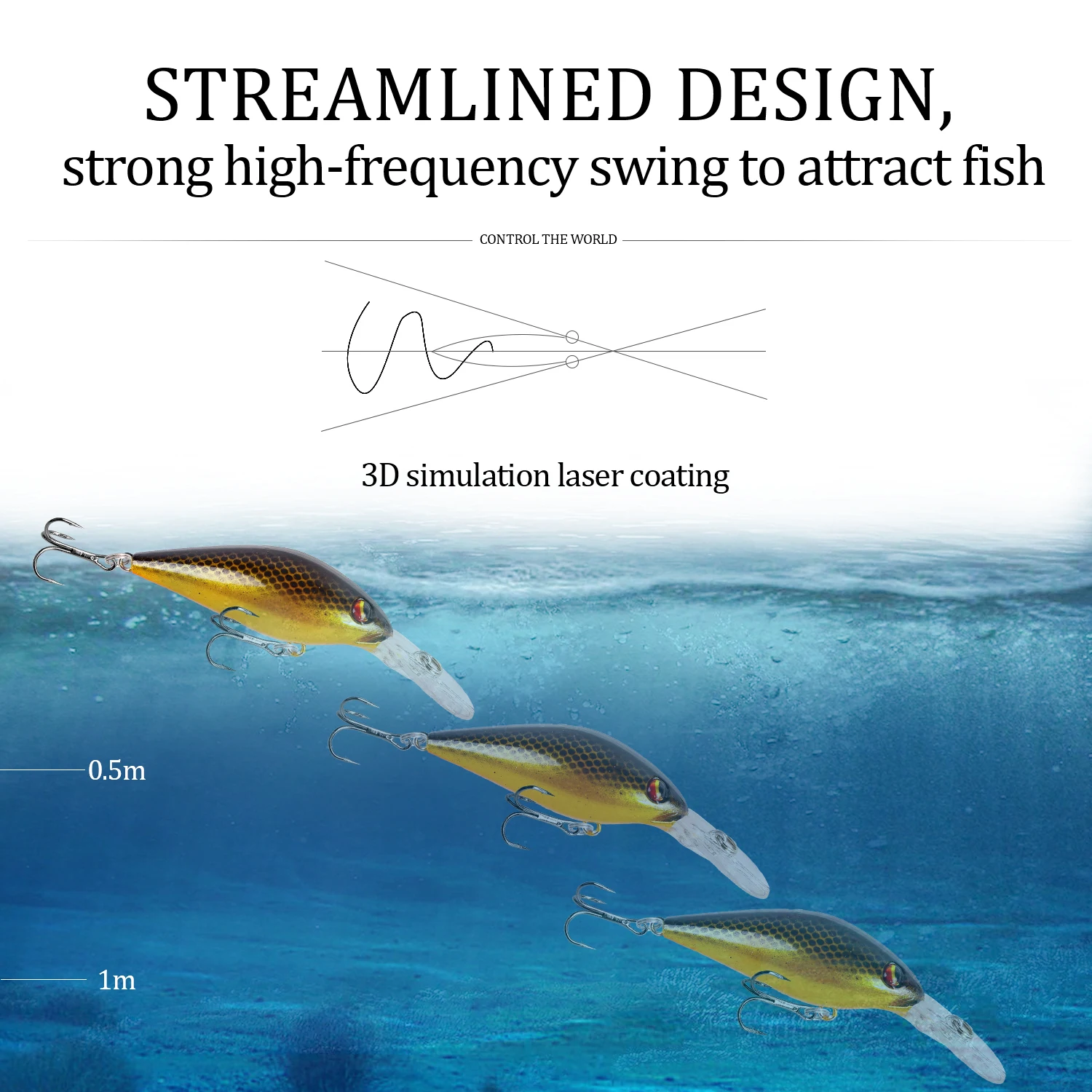 Señuelo de pesca flotante de 1 piezas, Wobblers de 80mm y 8,6g, cebo duro de plástico Artificial para pececillos, ojos 3D, aparejos de pesca para Lucio - imagen 3