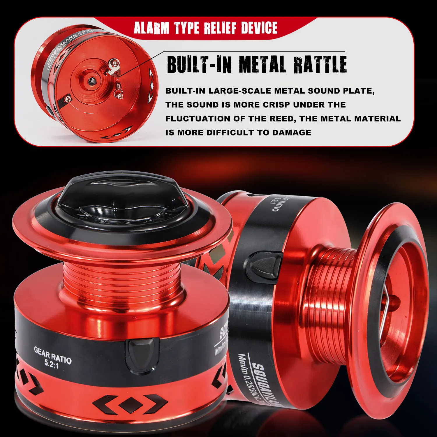 Carrete de pesca giratorio Sougayilang 5,2: 1 relación de engranaje 1000-5000 arrastre máximo 8kg carrete giratorio pesca de agua dulce para herramienta de pesca de lubina - imagen 3