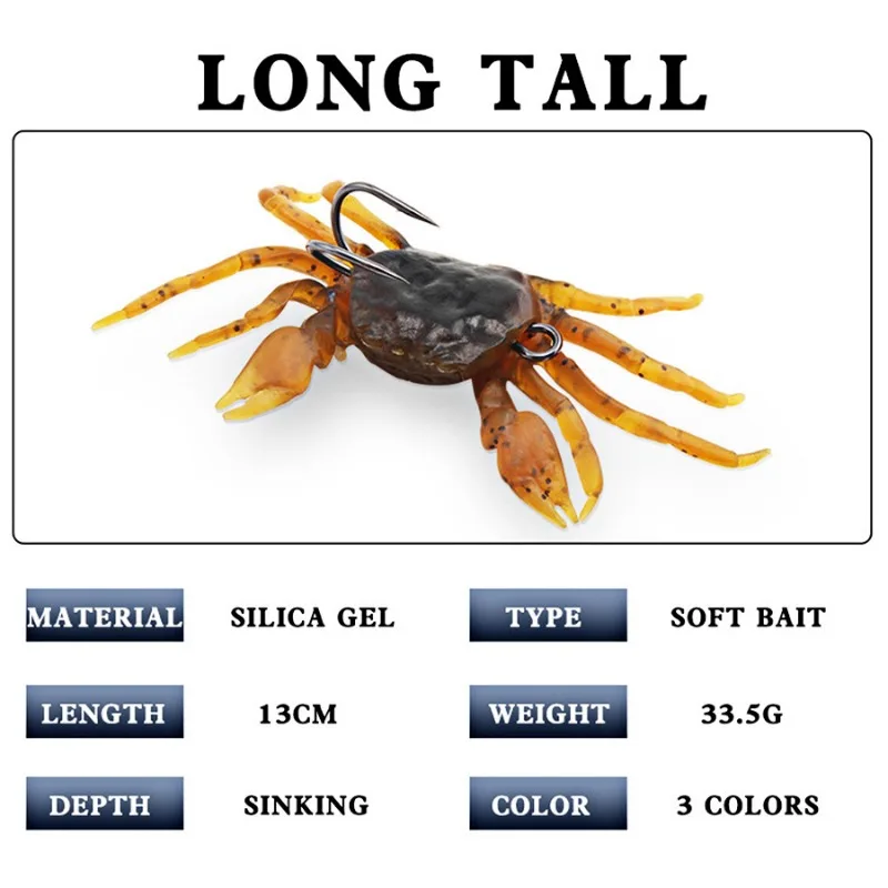 Cangrejo de simulación 3D para pesca de pulpo, cebos artificiales, señuelos de silicona suave con anzuelo, aparejos de pesca de agua salada, 10cm, Invierno - imagen 4