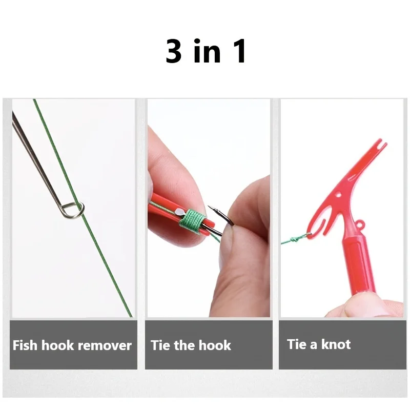 Extractor Universal de pesca 3 en 1, herramientas para atar nudos de uñas, removedor de anzuelos, herramienta para atar nudos rápidos, Color aleatorio, 1 ud. - imagen 2