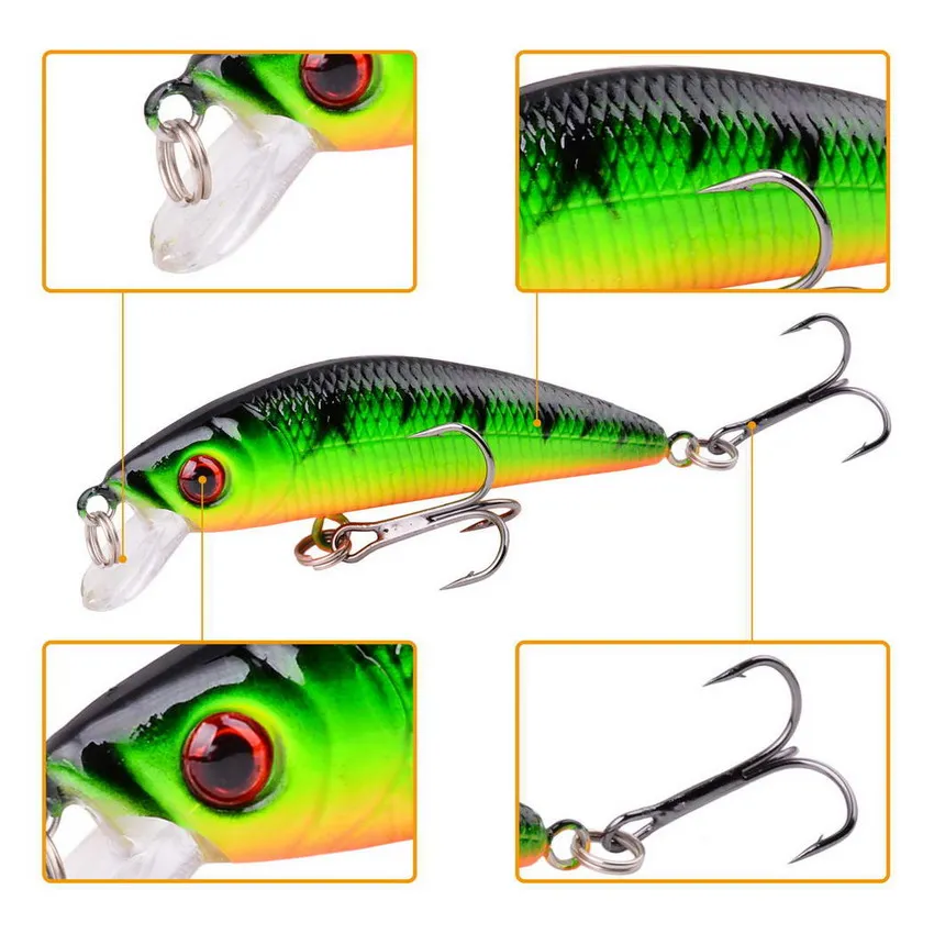 Kit de Señuelos de Pesca mixtos, Crankbait Minnow, plantilla de Metal, cuchara, señuelo suave, cebos de lubina, juego Wobbler, aparejos de cebo de pesca falsos realistas, 100 Uds. - imagen 3