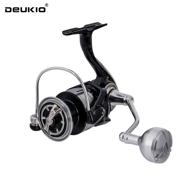 Carrete de pesca DEUKIO, carretes giratorios con perilla de bola de Metal 3 + 1BB 5,2: 1, arrastre máximo de 15KG, carretes a prueba de agua para agua dulce y salada