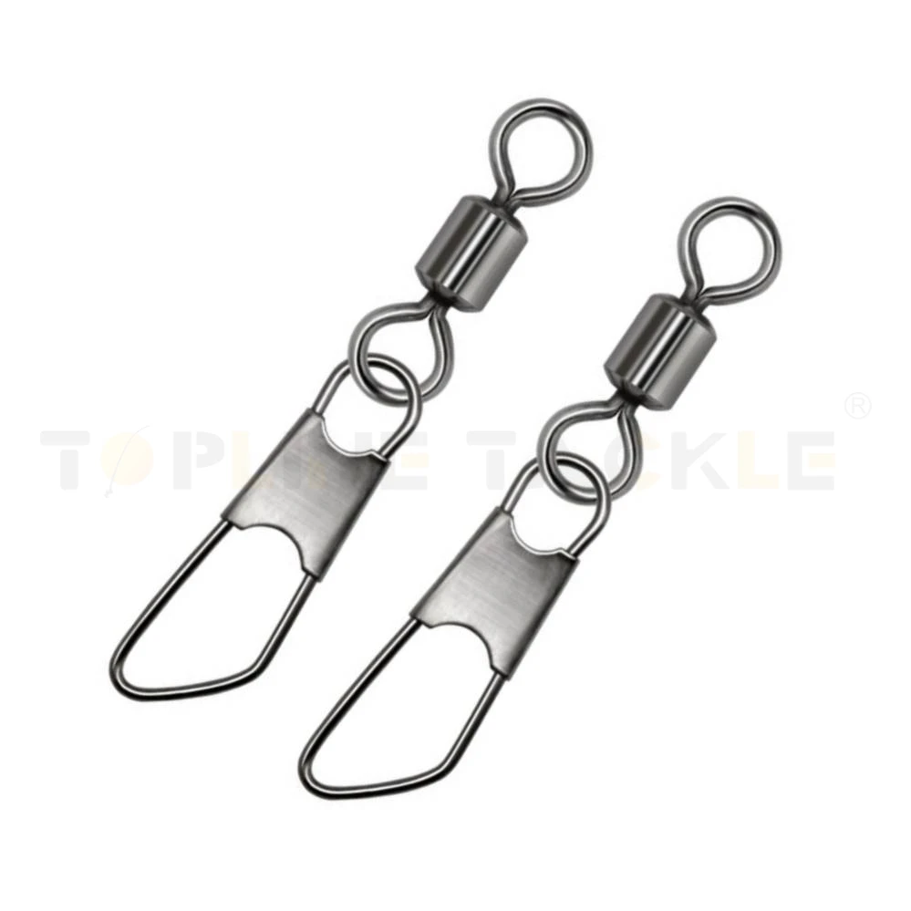 Pin giratorio de pesca con cierre a presión, Conector de acero inoxidable, anillo sólido, alta velocidad, aparejos de pesca, 10-50 piezas - imagen 2