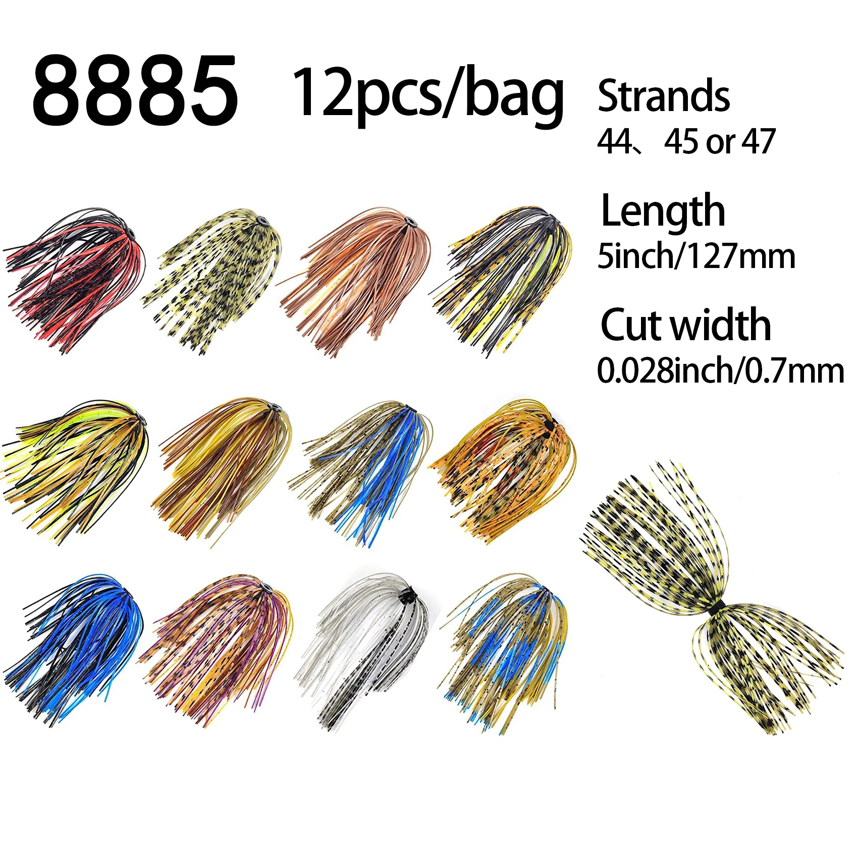 Faldas de silicona señuelo de pesca 1 mechones 88 hebras paraguas falda Buzzbaits DIY calamar Jig Spinner cebo - imagen 5