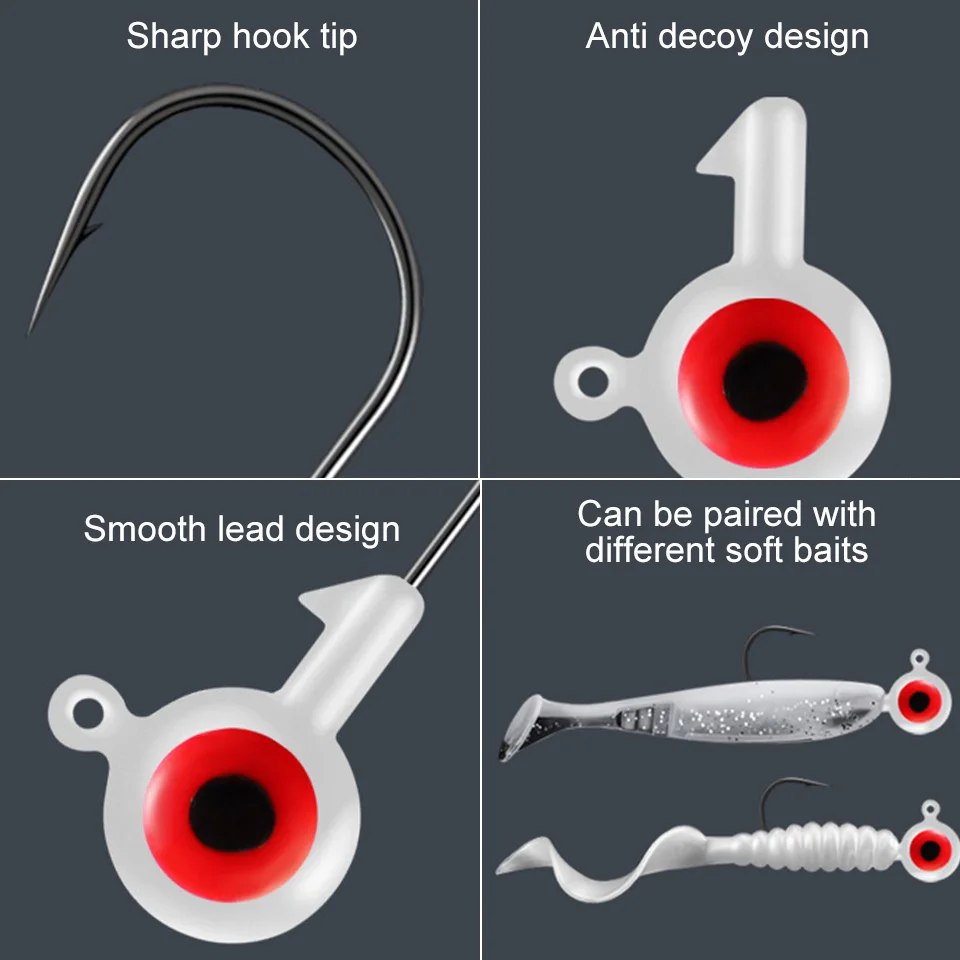 Anzuelo afilado de púas, accesorio con cabeza de plantilla potente, 3,5g/1,75g, cebo de gusano suave, pesca en barco oceánico, 5 unidades por lote - imagen 3