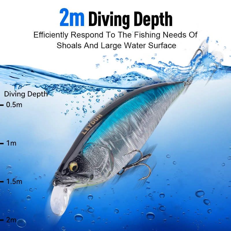 LEYDUN-Señuelos de pesca flotantes para pececillos, 126mm, 110mm, cebos duros de buena acción, Crankbaits de alta calidad, Wobblers, lubina, Swimbait - imagen 3