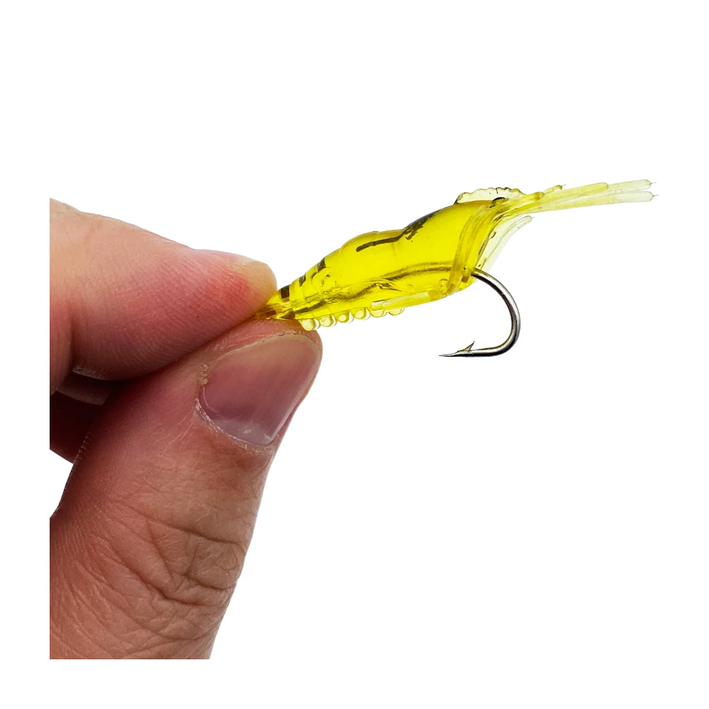 Señuelo luminoso de Camarón, cebo de 4cm, 10 piezas, enganchado, señuelo de camarón suave, cebo de lubina - imagen 4