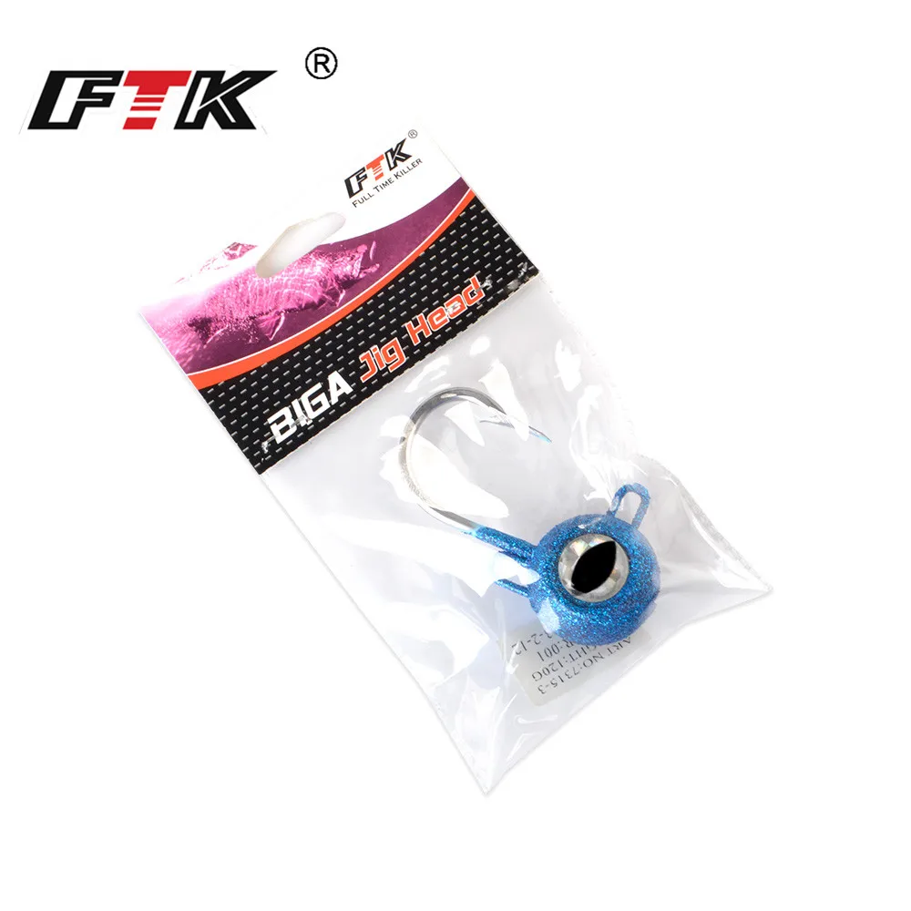 FTK-anzuelo de pesca con cabeza de anzuelo, cebo de lubina de 120g/140g/180g, señuelo de atún ocular 3D, cuerpo vivo, Jigging, hundimiento, Isca, cebo Artificial para halibut - imagen 4