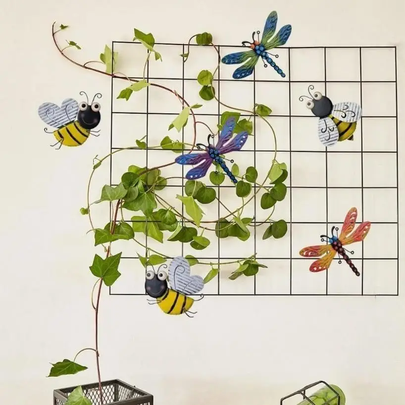 Escultura de jardín de hierro 3D libélula y abeja para exterior - imagen 4