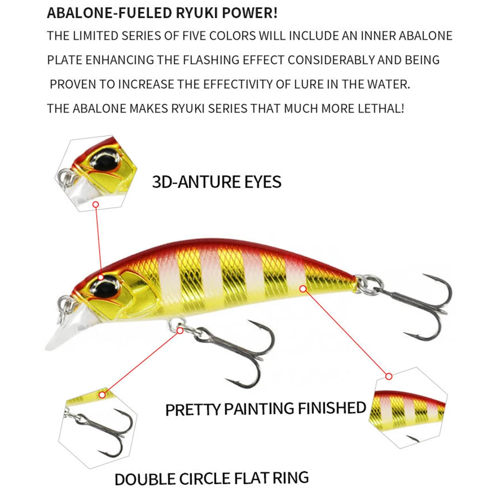 4,8 cm 4g señuelo de pesca Micro Minnow Wobbler RYUKI hundimiento cebo duro Artificial Jerkbait Swimbait pequeño flujo trucha cebo para lubina - imagen 5