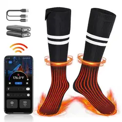 Calcetines térmicos recargables para hombre y mujer, medias eléctricas con Control remoto por aplicación, para esquí, senderismo, Camping, invierno, 1 par
