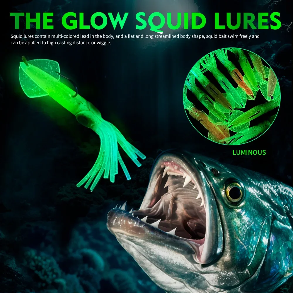 Cebo de calamar suave, señuelo de pesca Trolling, plantilla de cabeza de pulpo, 35,5g, 47,2g, plantilla de calamar UV luminosa para pesca en barcos de aguas profundas, cebo Wobblers - imagen 3