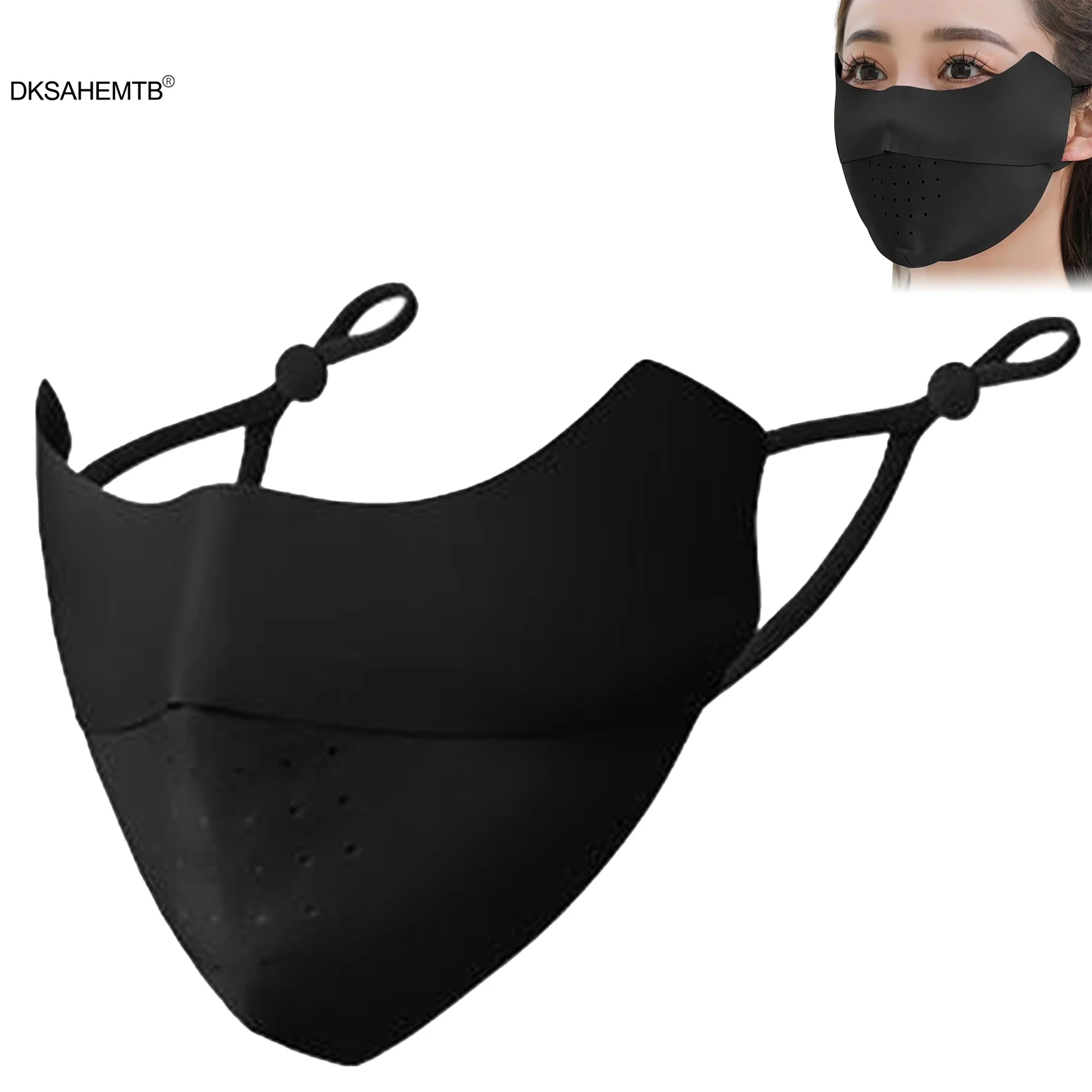 Máscara de cara de ciclista de verano, máscara de seda de hielo protectora Uv para hombres y mujeres, máscara facial portátil cómoda sin costuras para exteriores - imagen 4