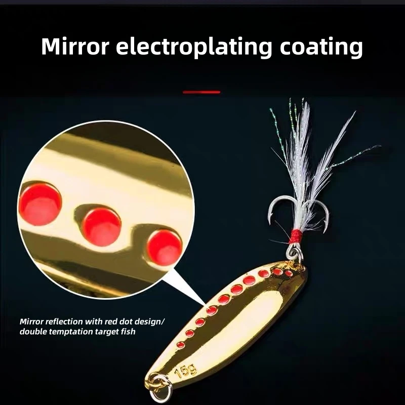 Señuelo de placa brillante de leech de punto rojo, cebo artificial de agua dulce, perca universal, placa de hierro para lubina, gancho único, todo mata - imagen 4