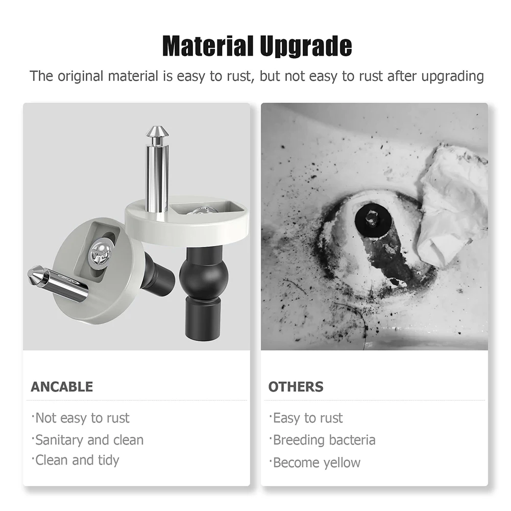 Pernos y tornillos para asiento de inodoro, fijaciones de bisagra superior de liberación rápida, tornillos de tuerca superior de goma expandibles, Kit de reemplazo Universal para asiento de inodoro - imagen 3